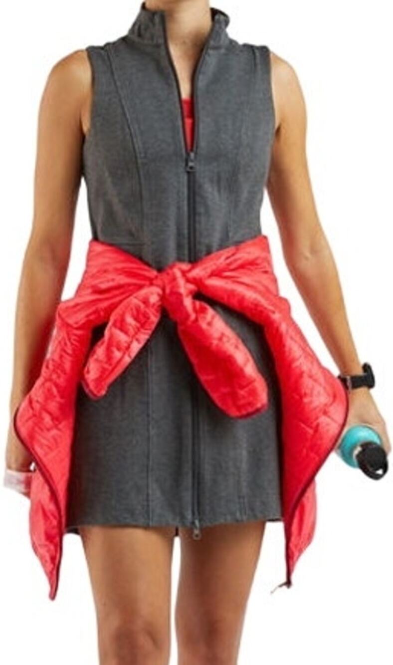 Title Nine Passport Dress Zip Up Vest Tunic Slim Fit Stand Collar Gray Small